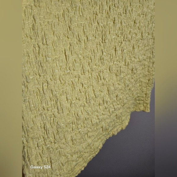 Simply Vera Vera Wang Womens Yellow Textured Short Sleeve Crew Neck Top Size M - Picture 6 of 6